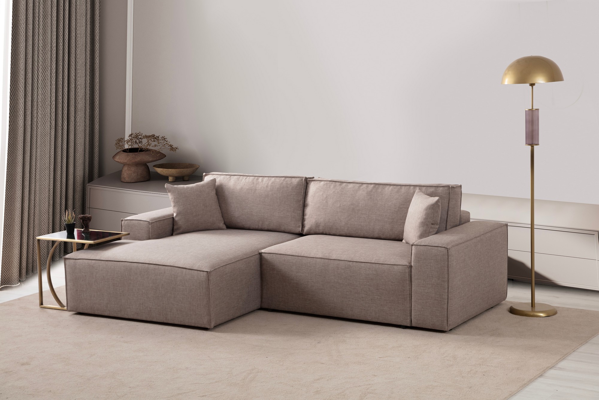 Pirlo corner sofa left brown