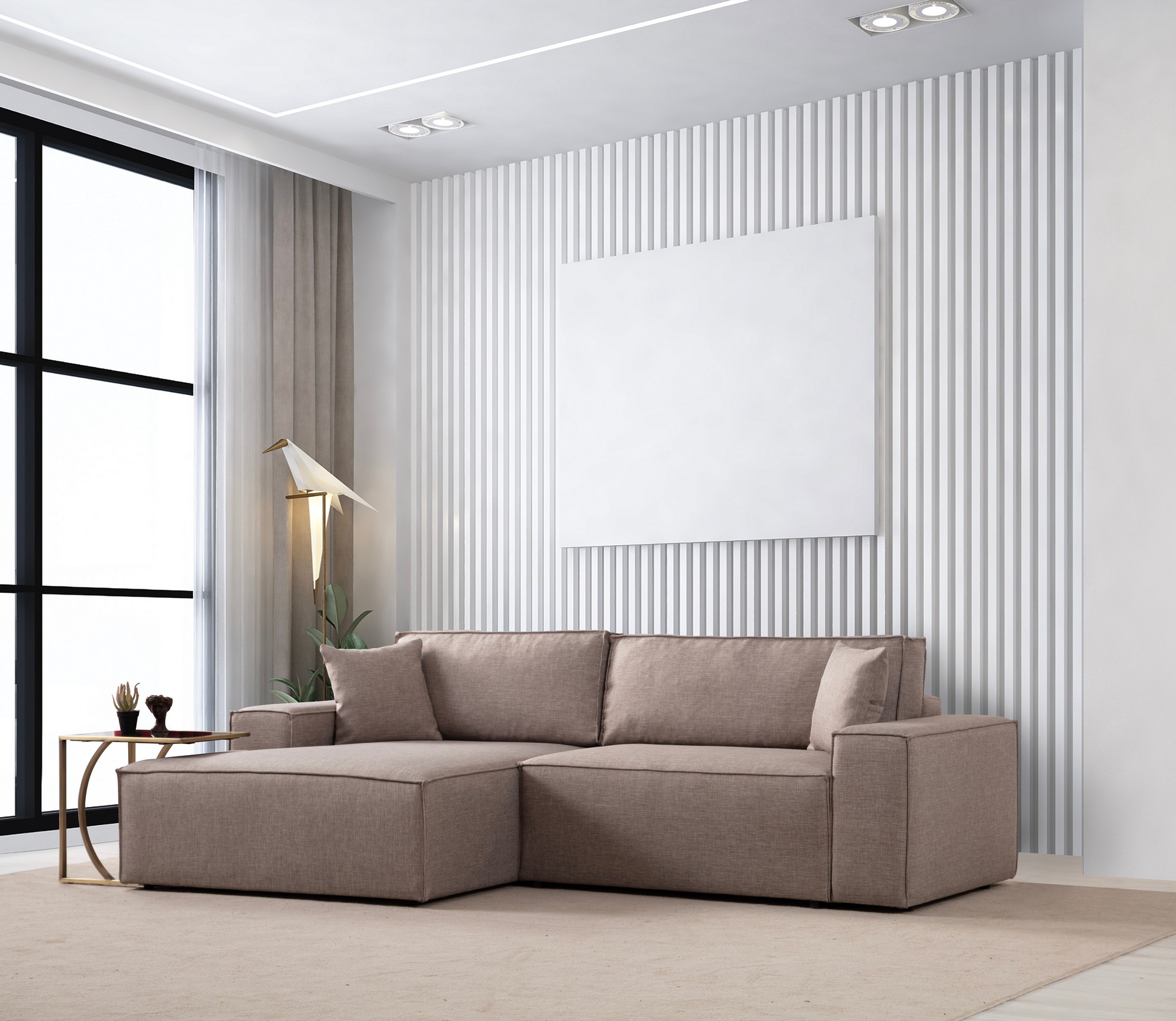 Pirlo corner sofa left brown