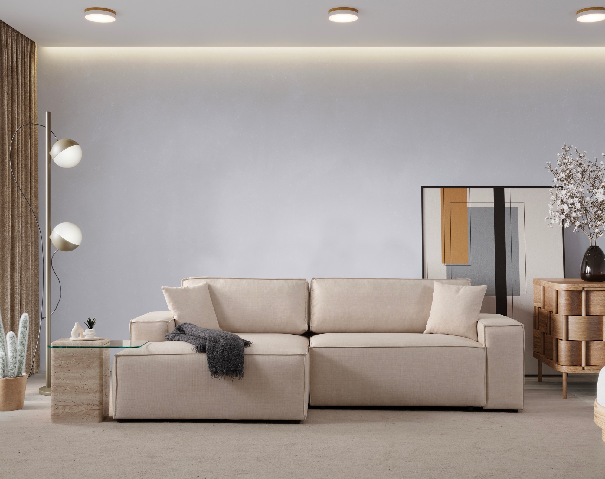 Pirlo Corner Sofa Left Ecru