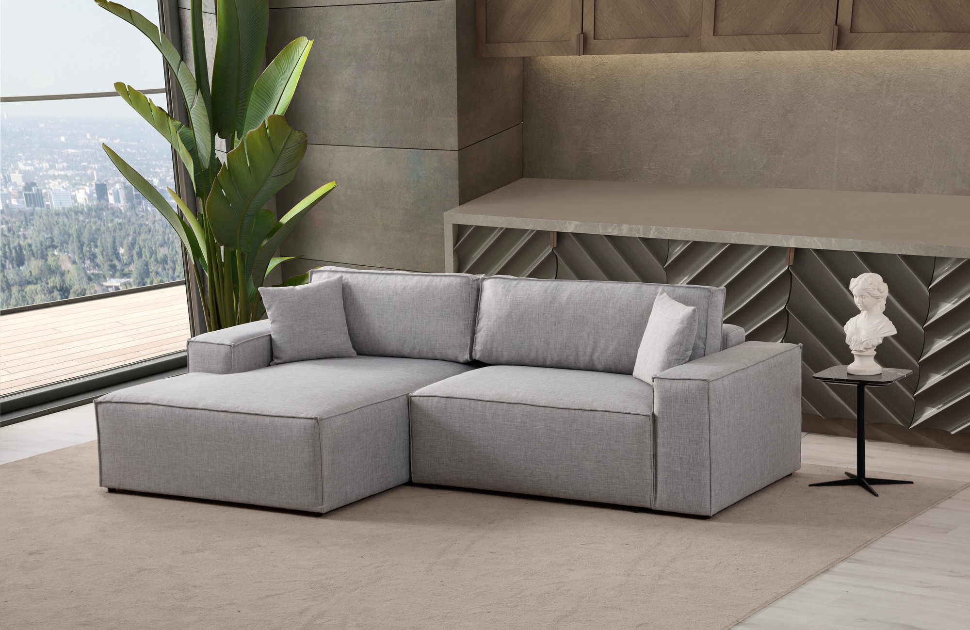 Pirlo Corner Sofa Left Light Grey