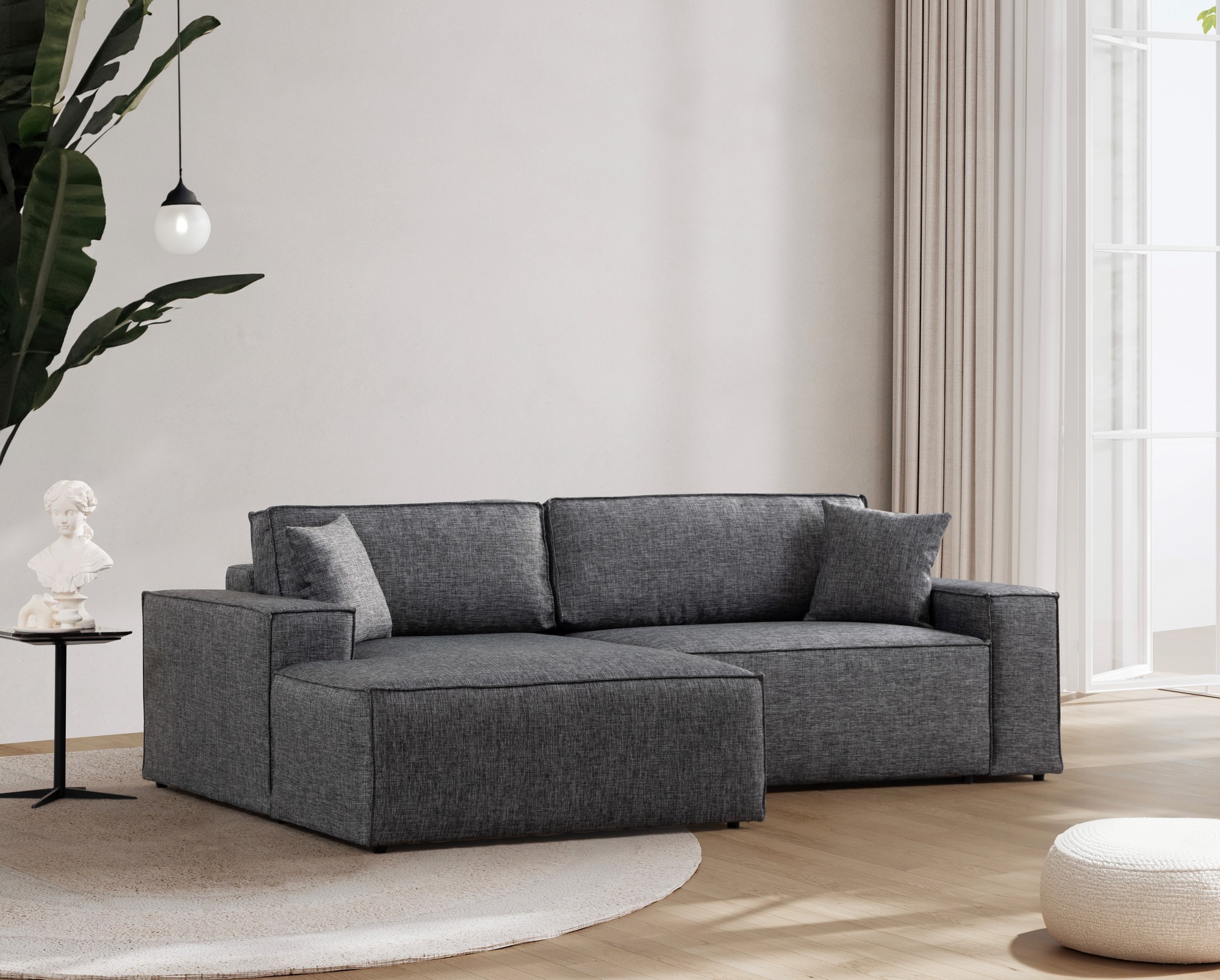 Pirlo Corner Sofa Left Dark Grey