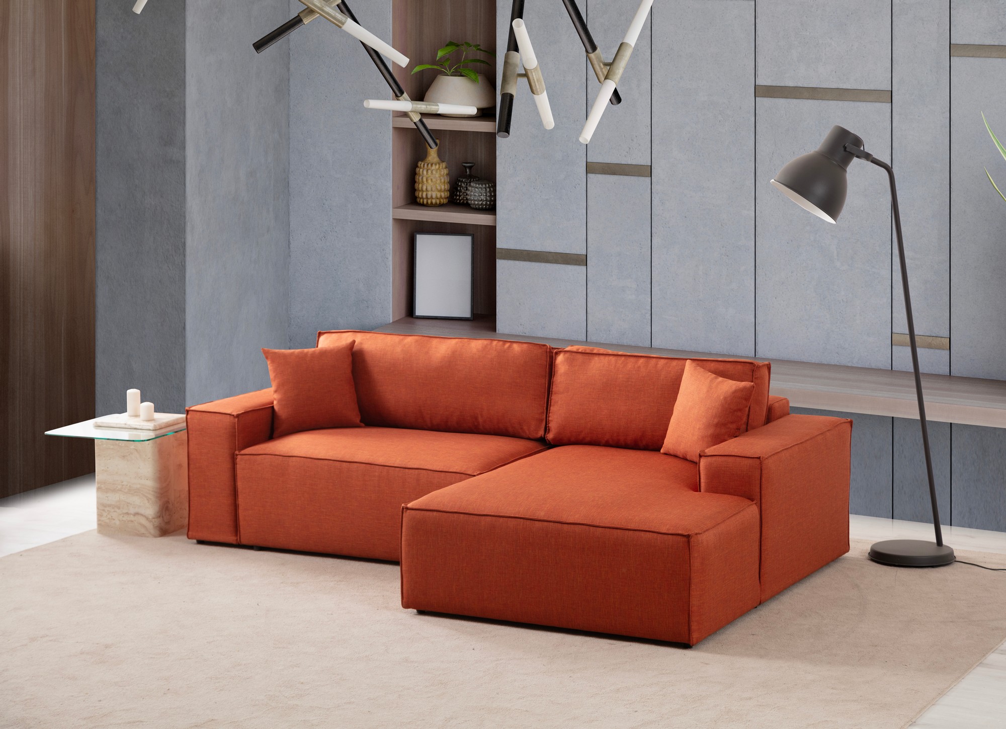 Pƒ±rlo Rechts Ecksofa Orange