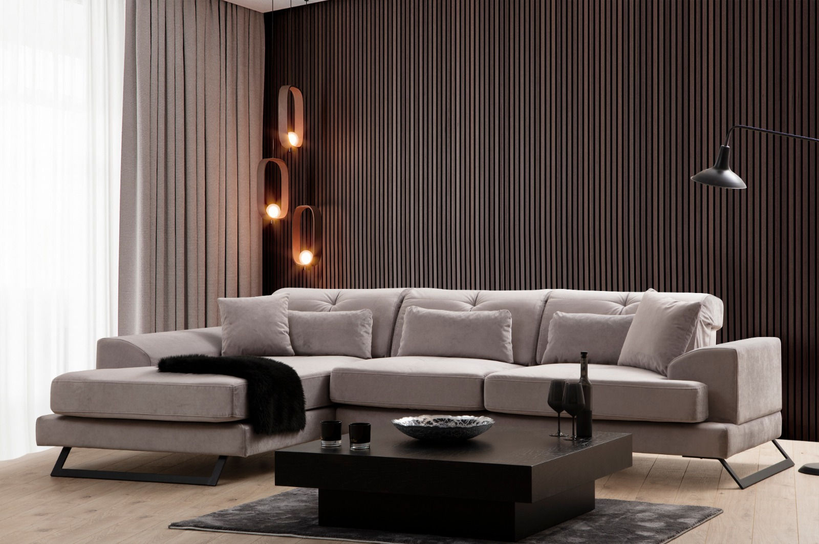 Frido Links Corner Sofa Light Grey