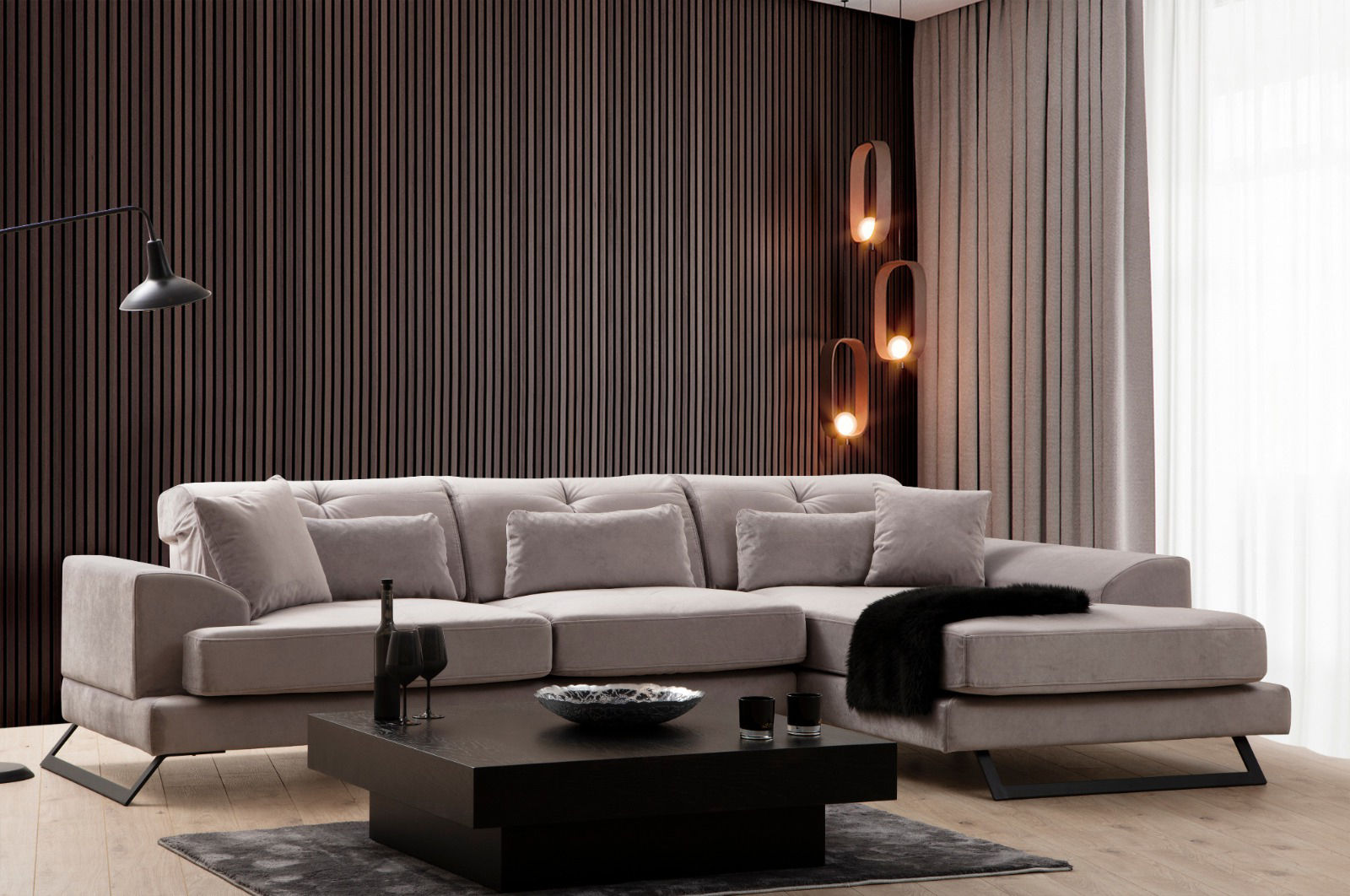 Frido Right Corner Sofa Light Grey