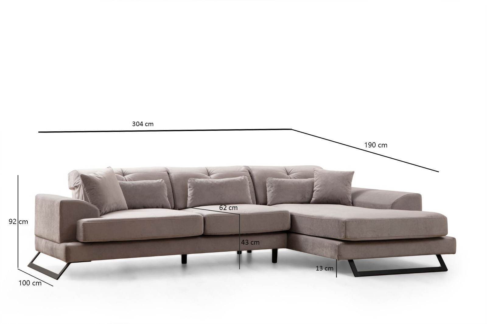 Frido Right Corner Sofa Light Grey