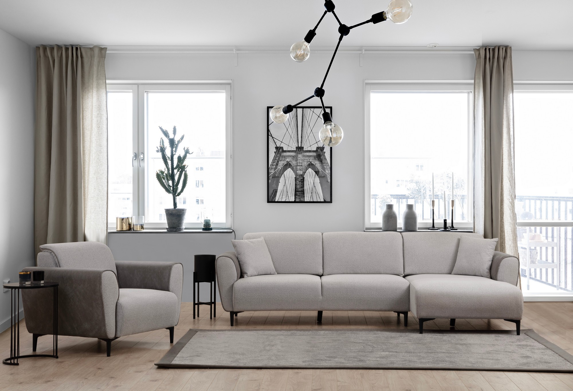 Aren Right Corner Sofa Grey