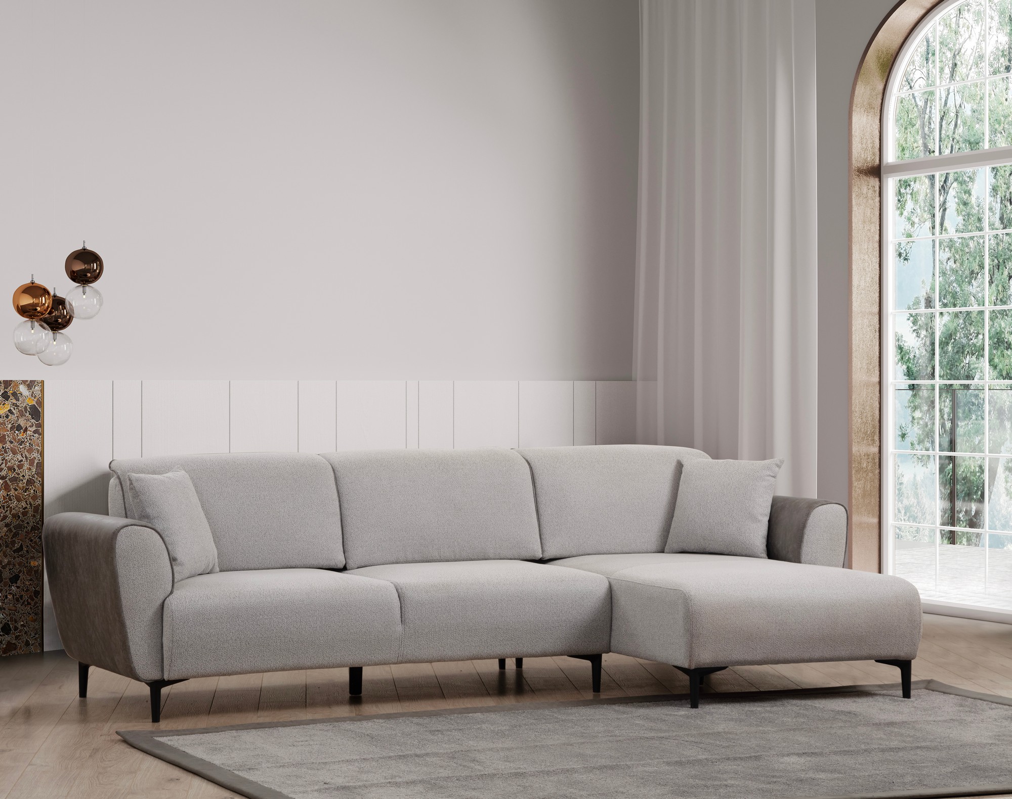 Aren Right Corner Sofa Grey