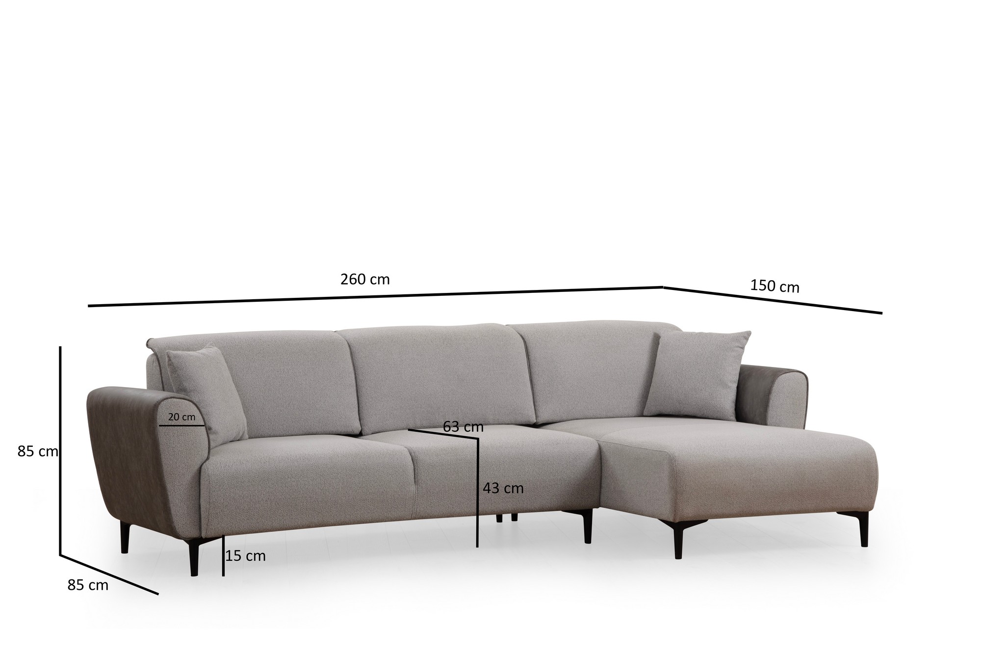 Aren Right Corner Sofa Grey
