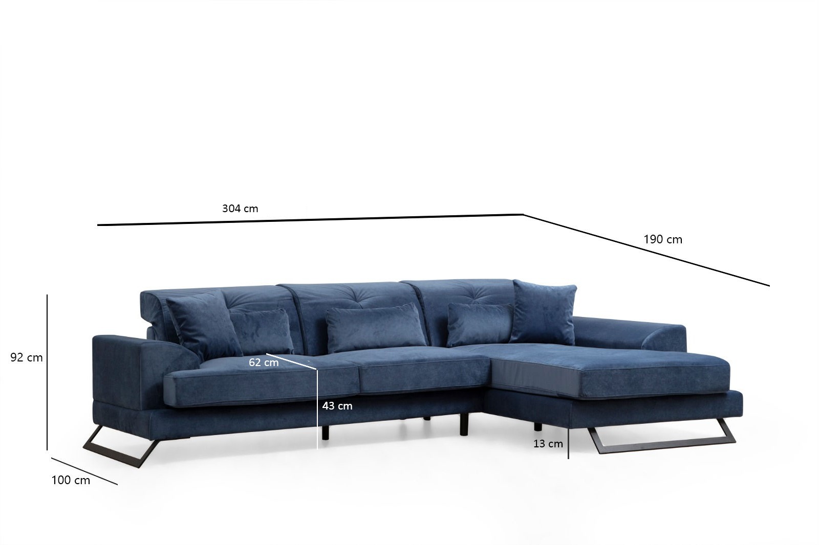 Frido Right Corner Sofa Navy Blue