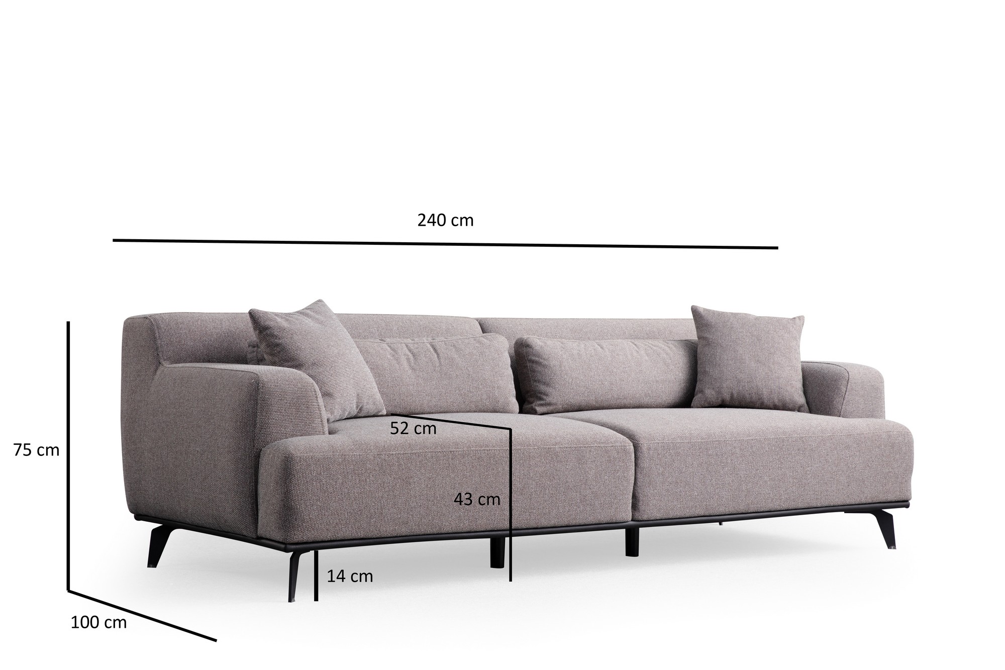 Jaguar 3-seater sofa brown-grey