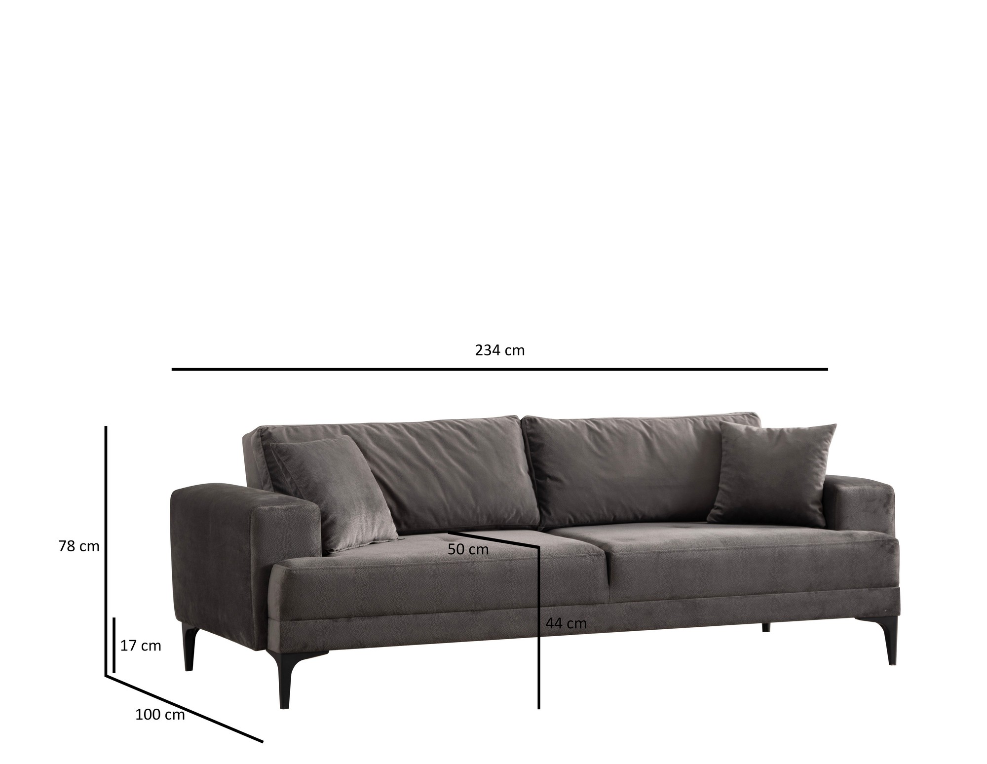 Astana 3-Seater Sofa Anthracite