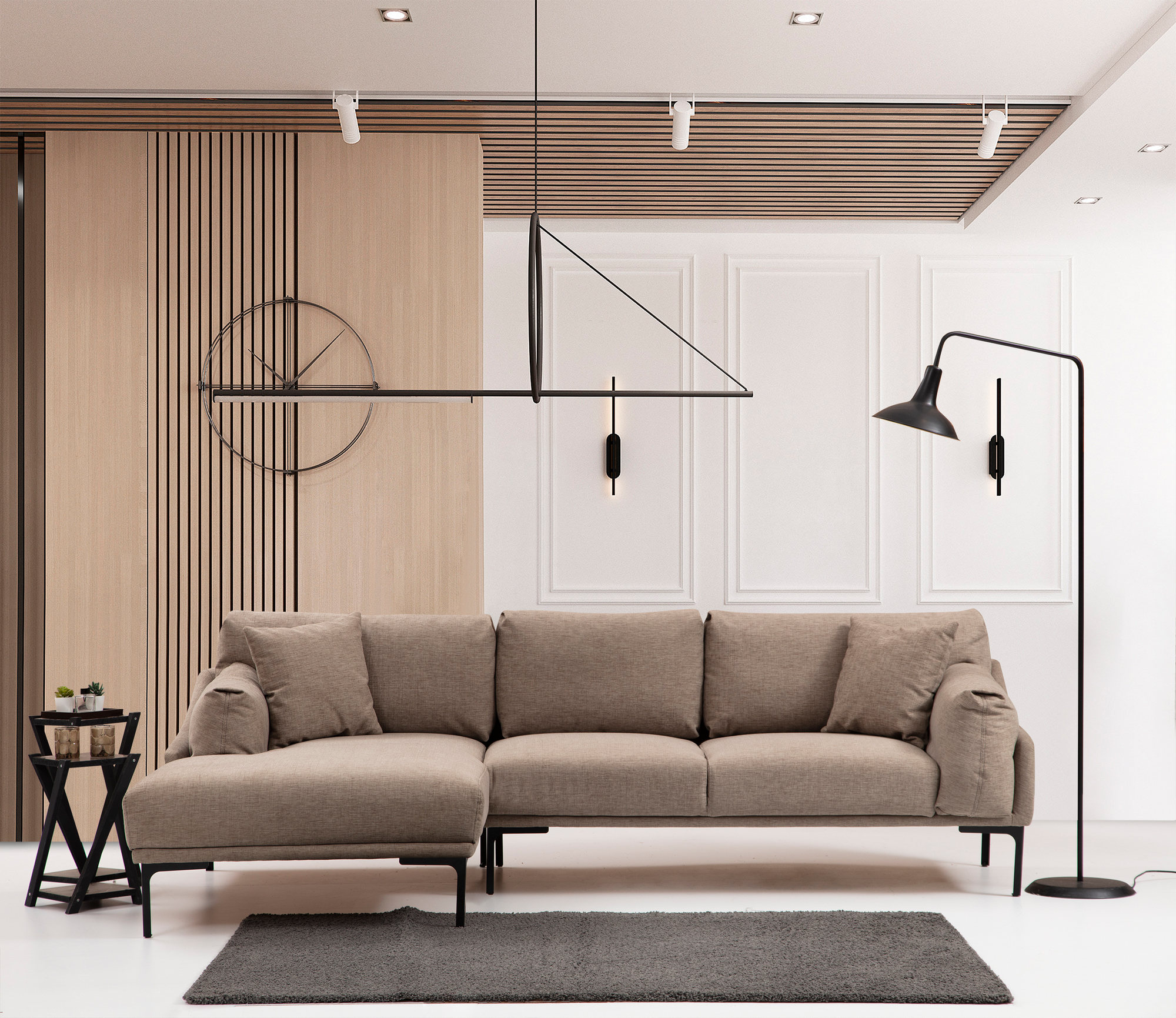 Leo Links corner sofa light brown