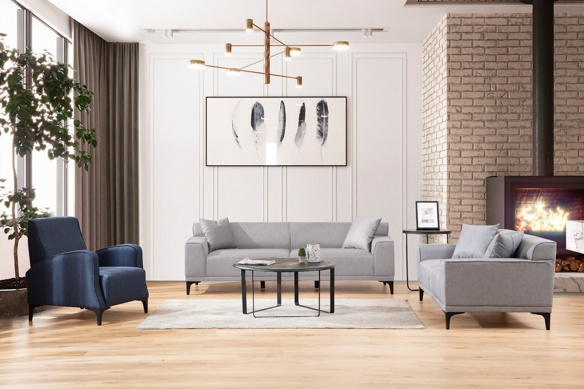 Petra 3 Sofa Light Grey