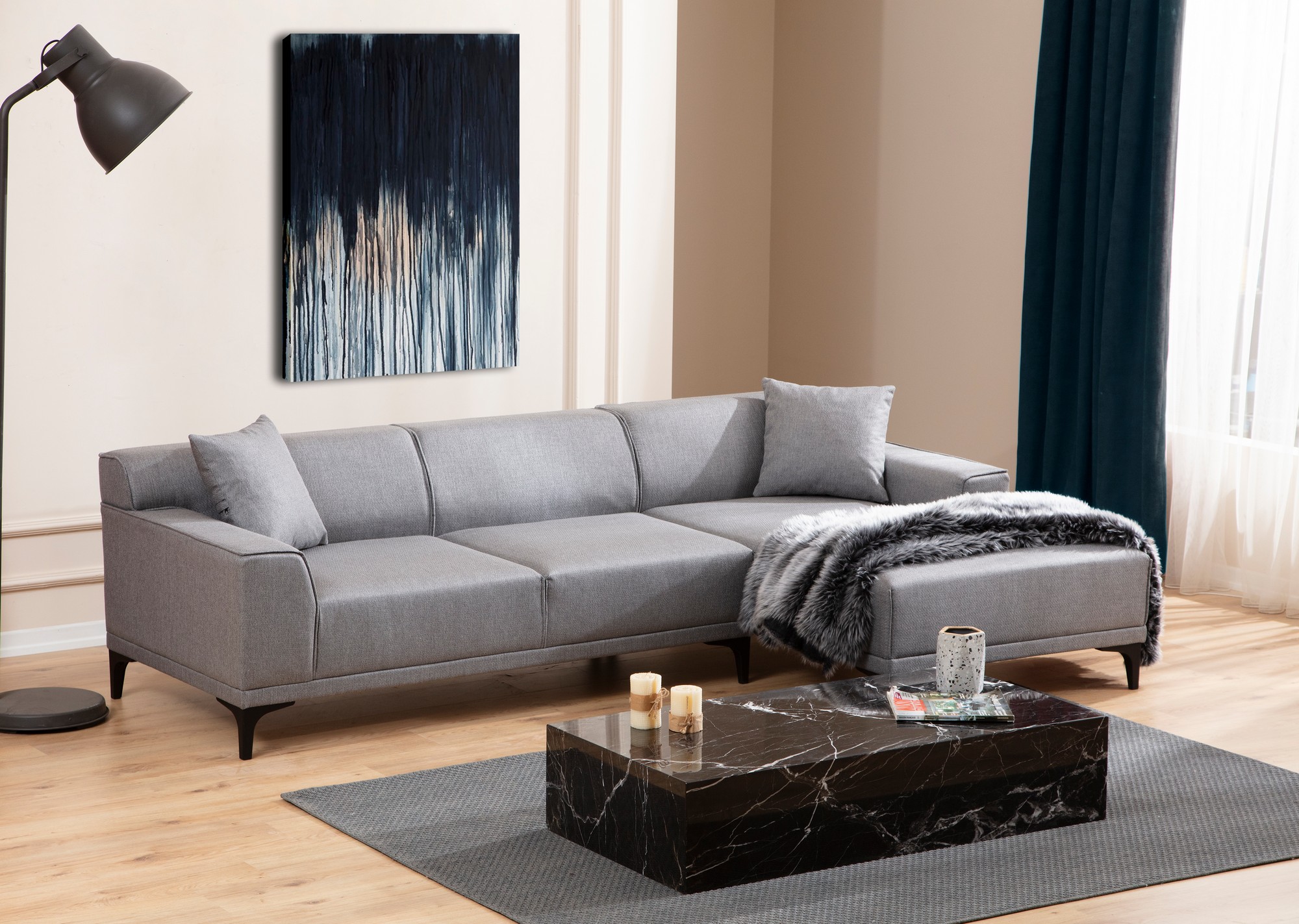 Petra R Corner Sofa Light Grey