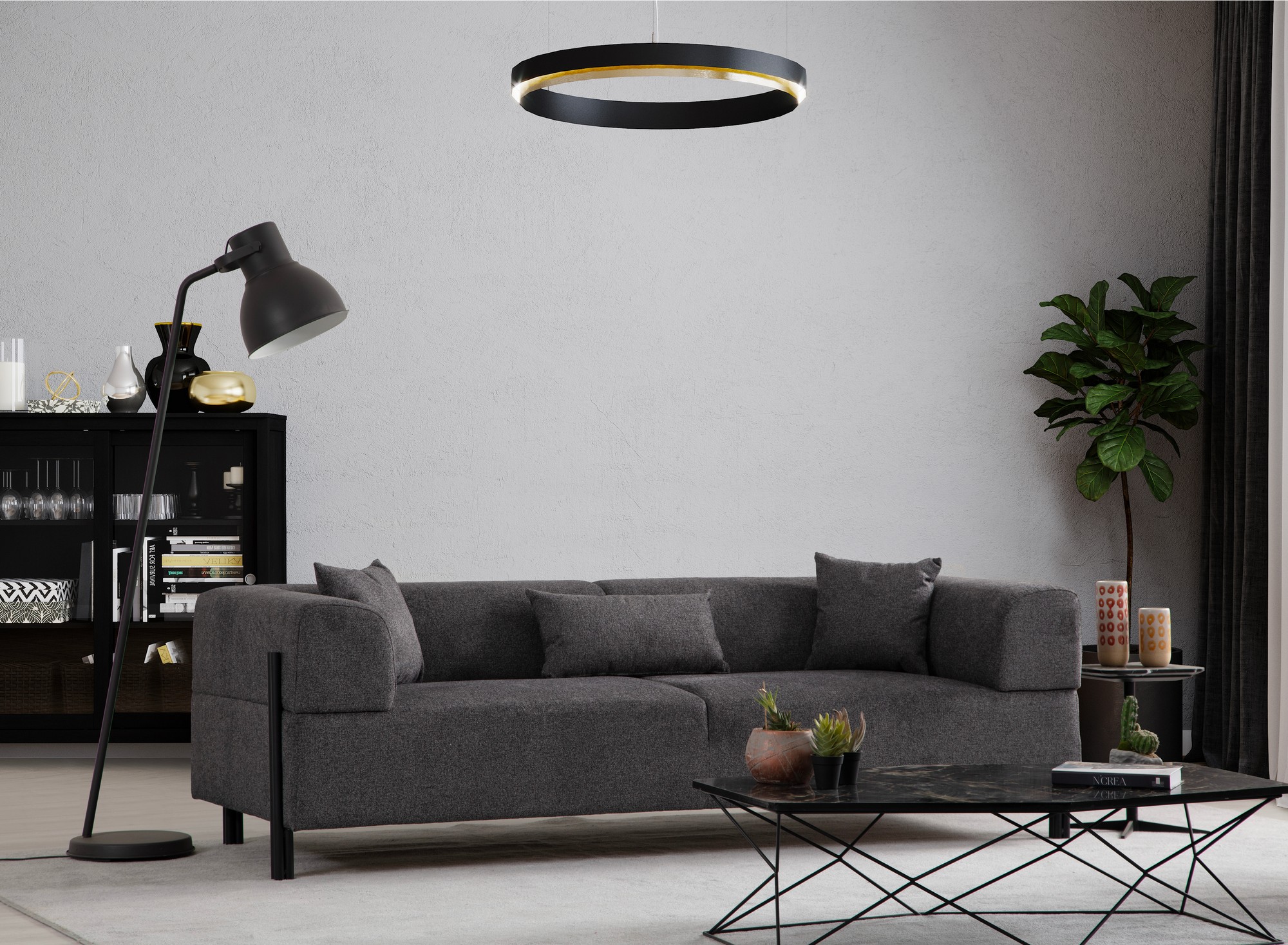 Gio 3-Sitzer Sofa Anthrazit