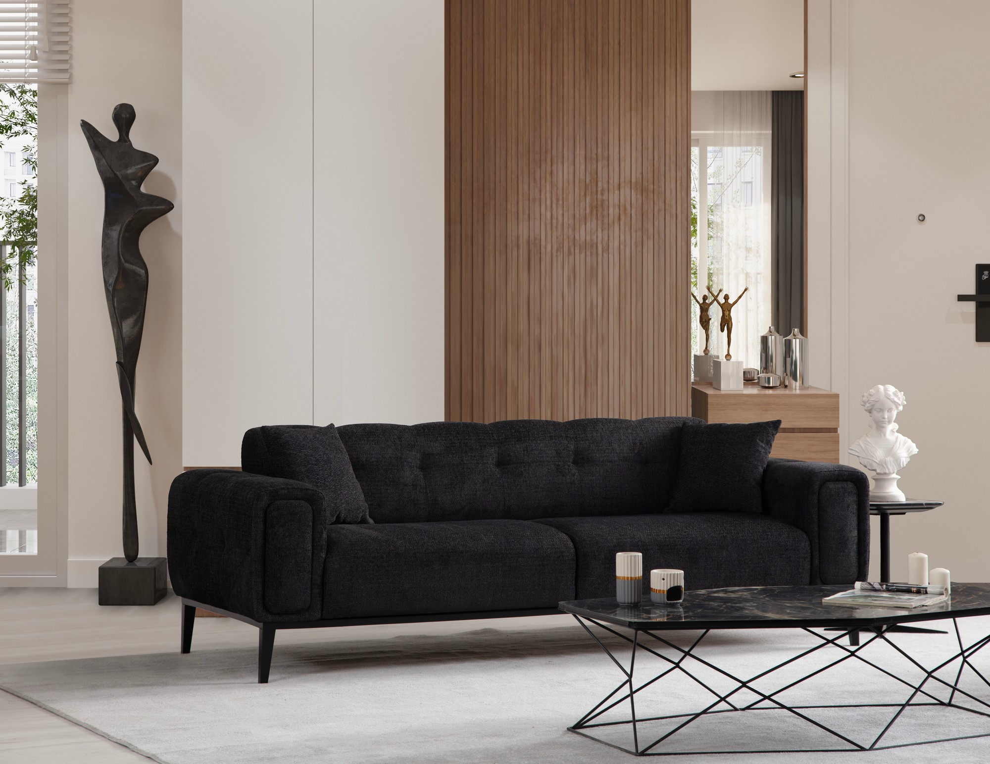Athena 3-seater sofa bed Black