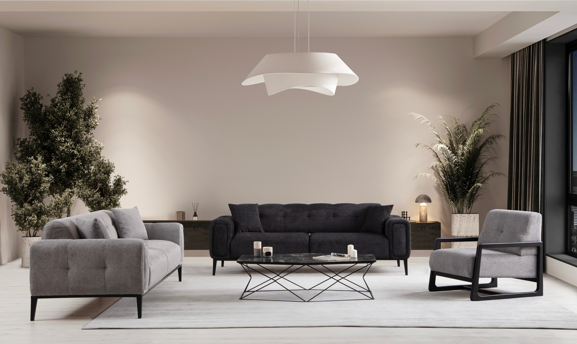 Athena 3-seater sofa bed Black