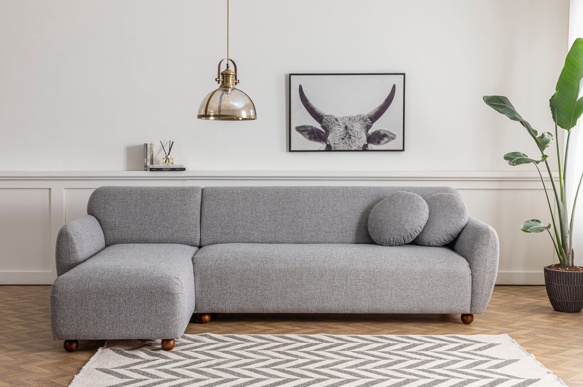Eddy corner sofa left light grey