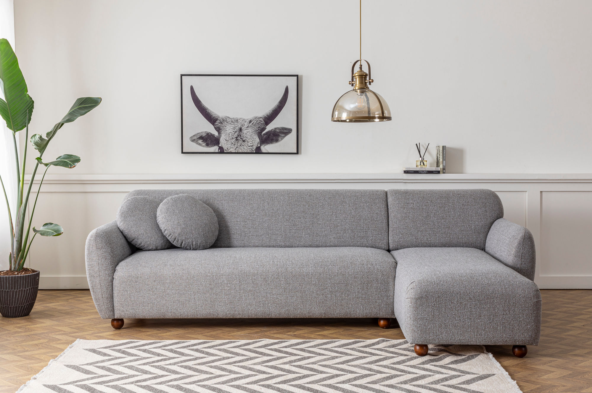 Eddy corner sofa Right Light grey