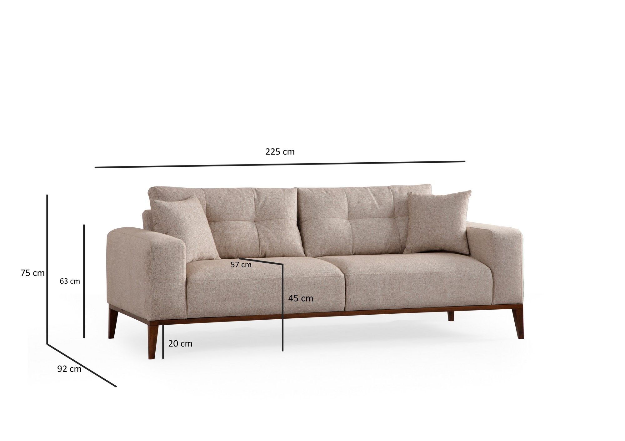 Sinor 3-seater sofa bed Beige