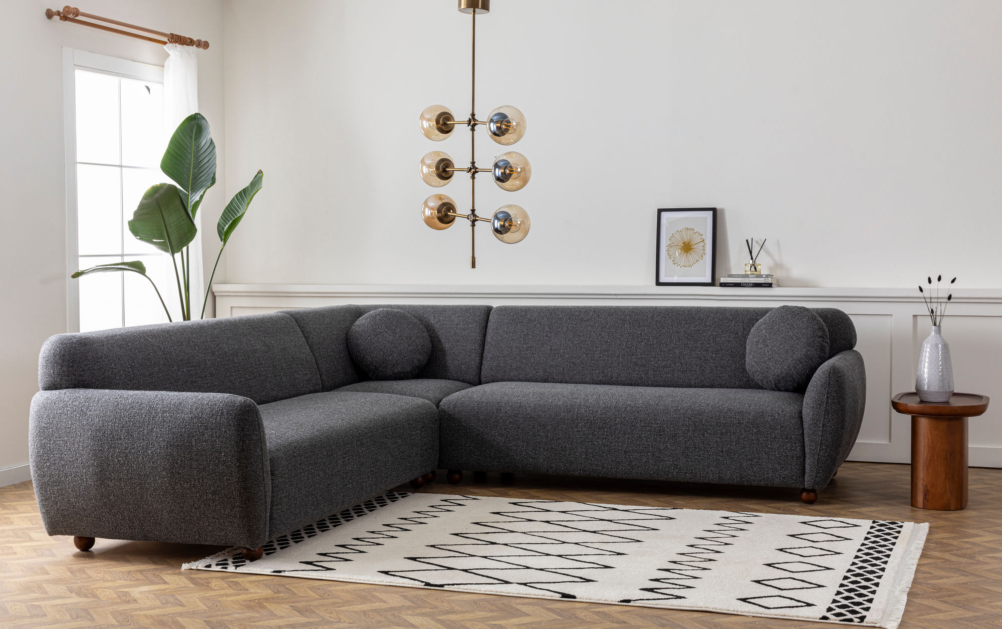Eddy 2 Corner Sofa Dark Grey