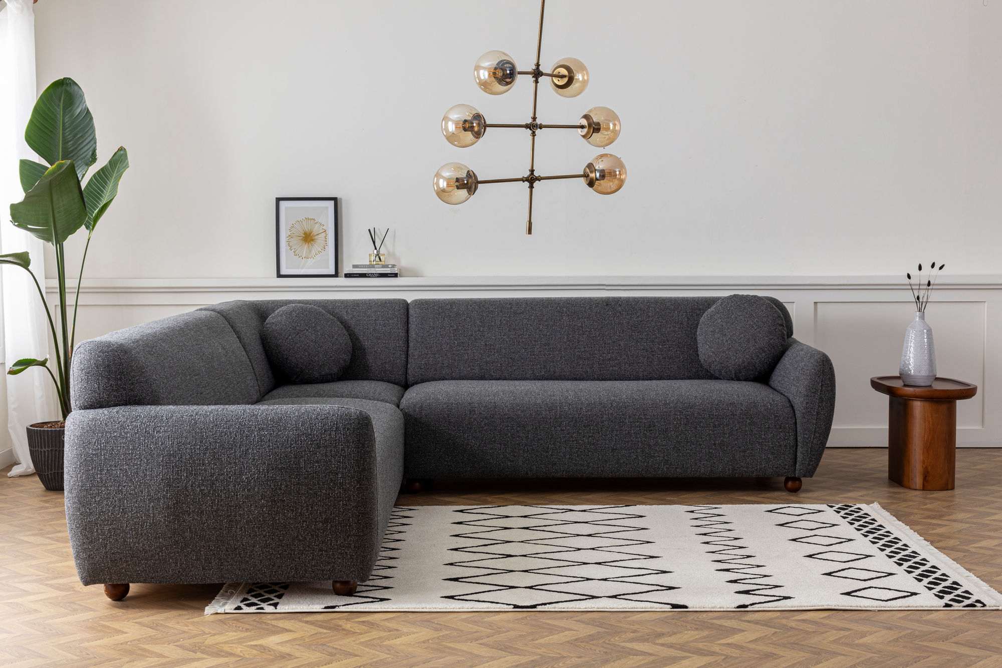 Eddy 2 Corner Sofa Dark Grey