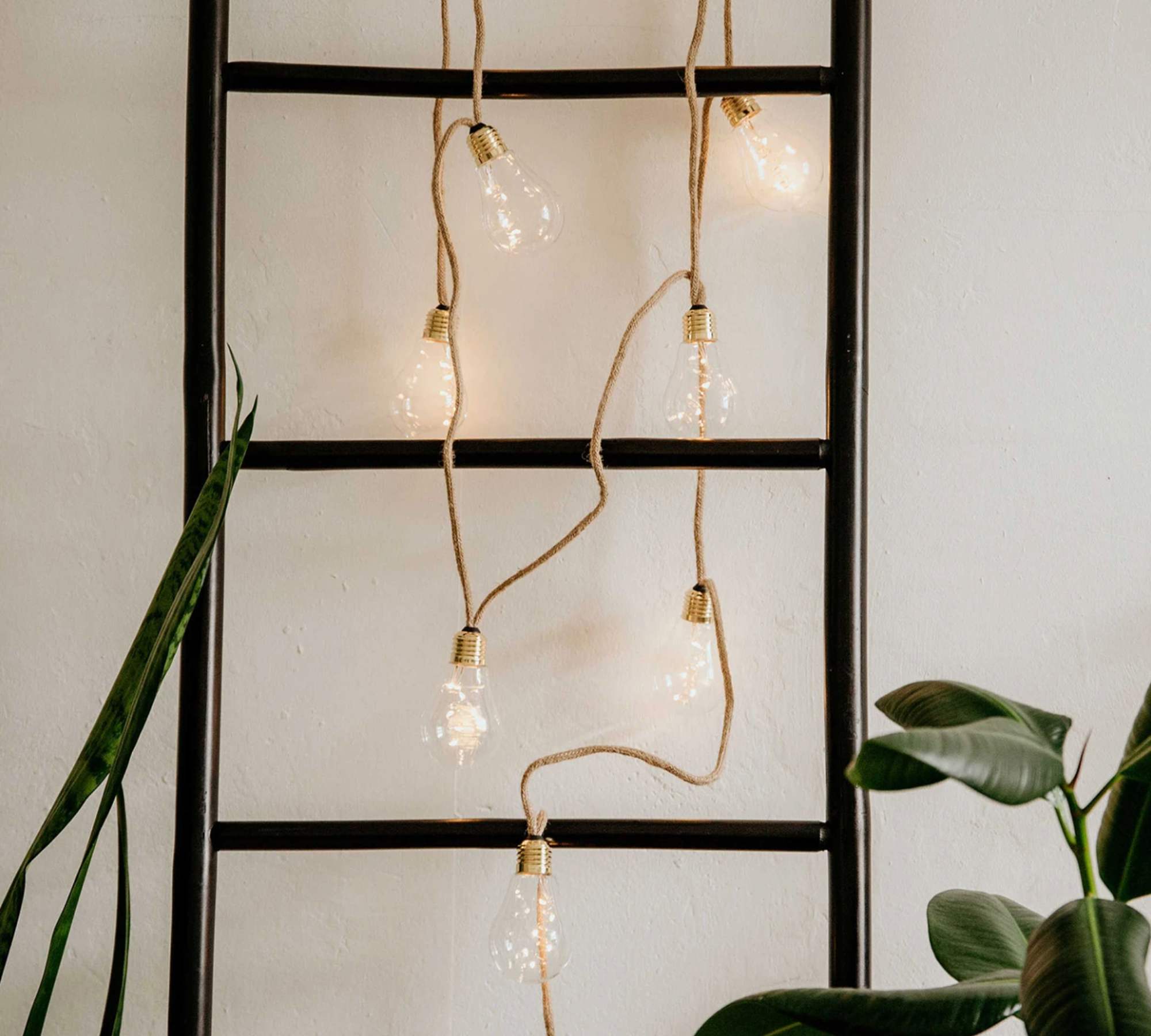 LED Lichterkette 10-flammig Klarglas Jute