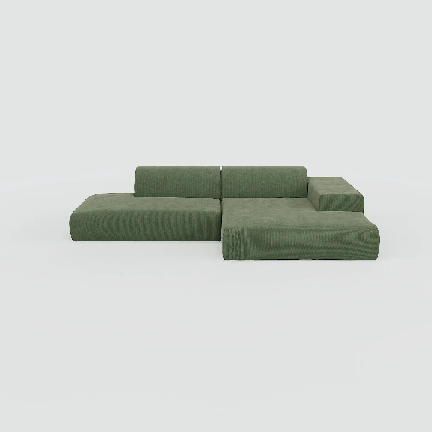 Pyllow Ecksofa Feiner Cord Waldgrün