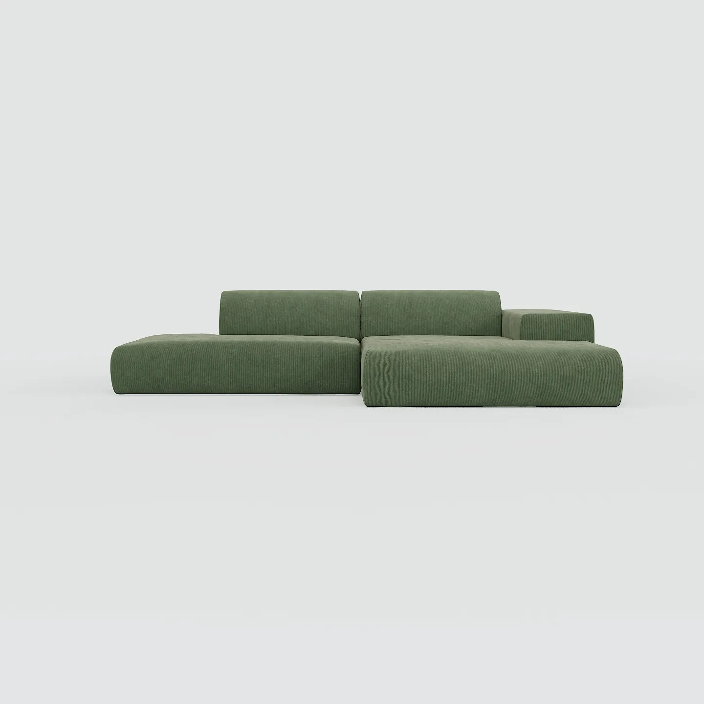 Pyllow Ecksofa Feiner Cord Waldgrün