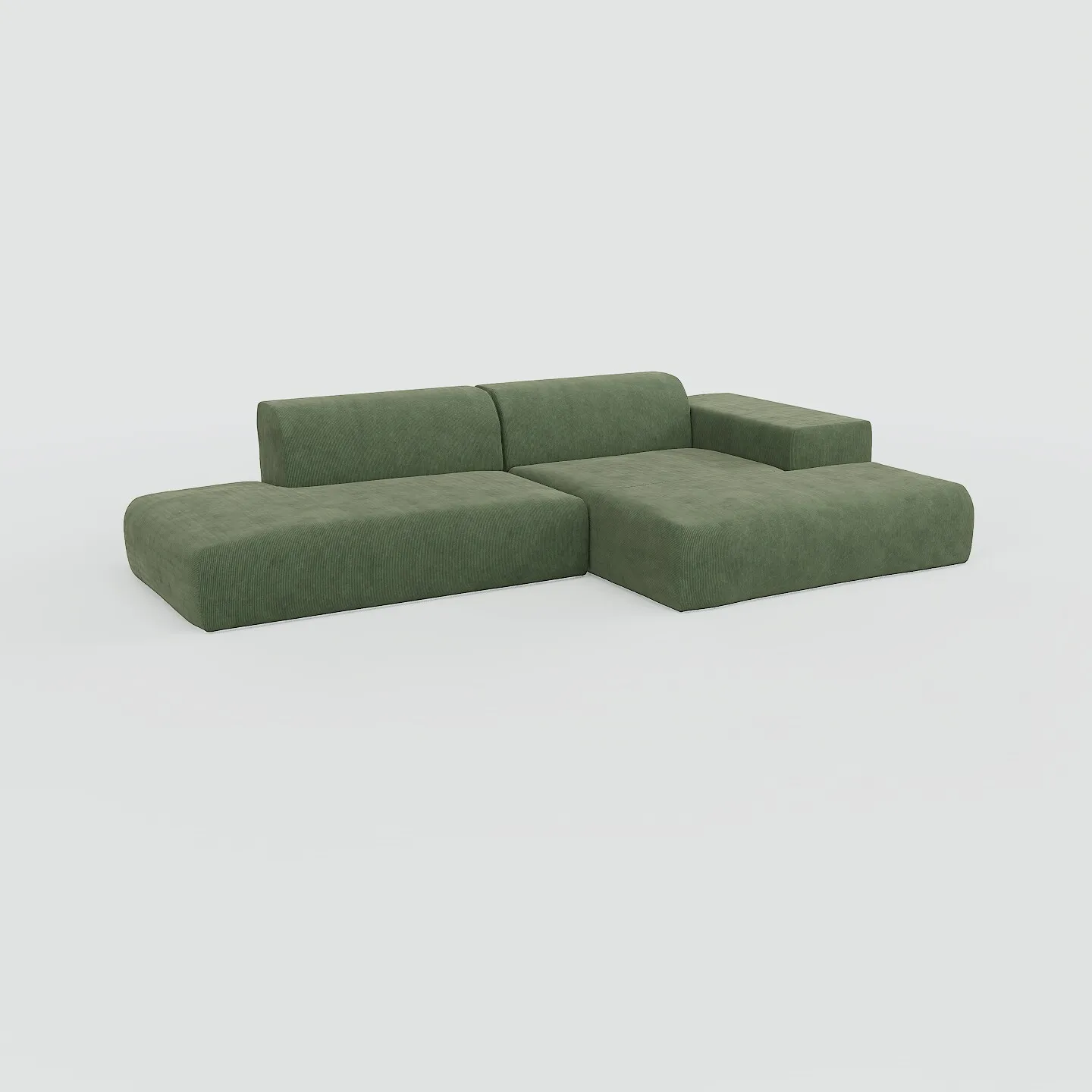 Pyllow Ecksofa Feiner Cord Waldgrün