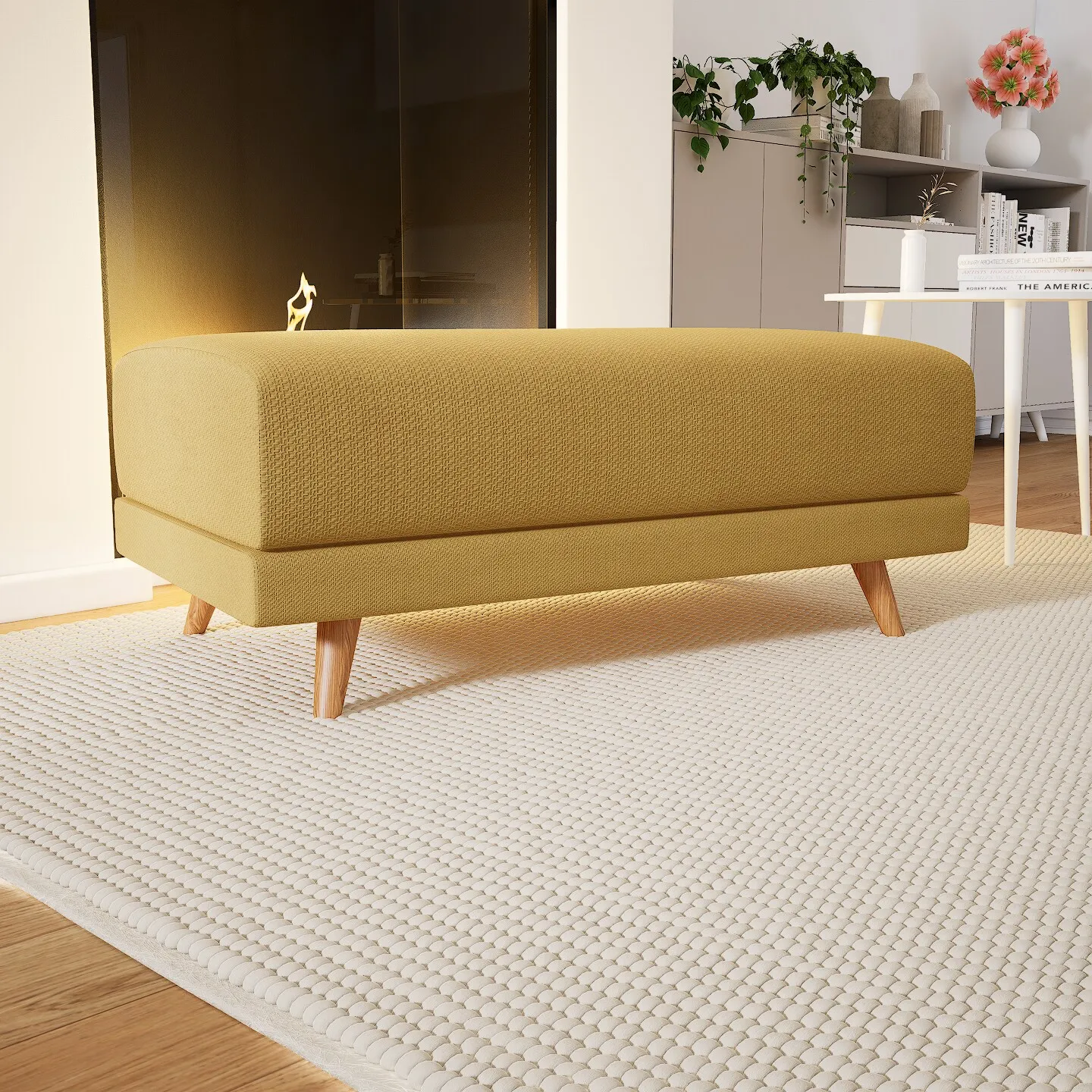 Tyme Stool Structure Fabric Mustard Yellow