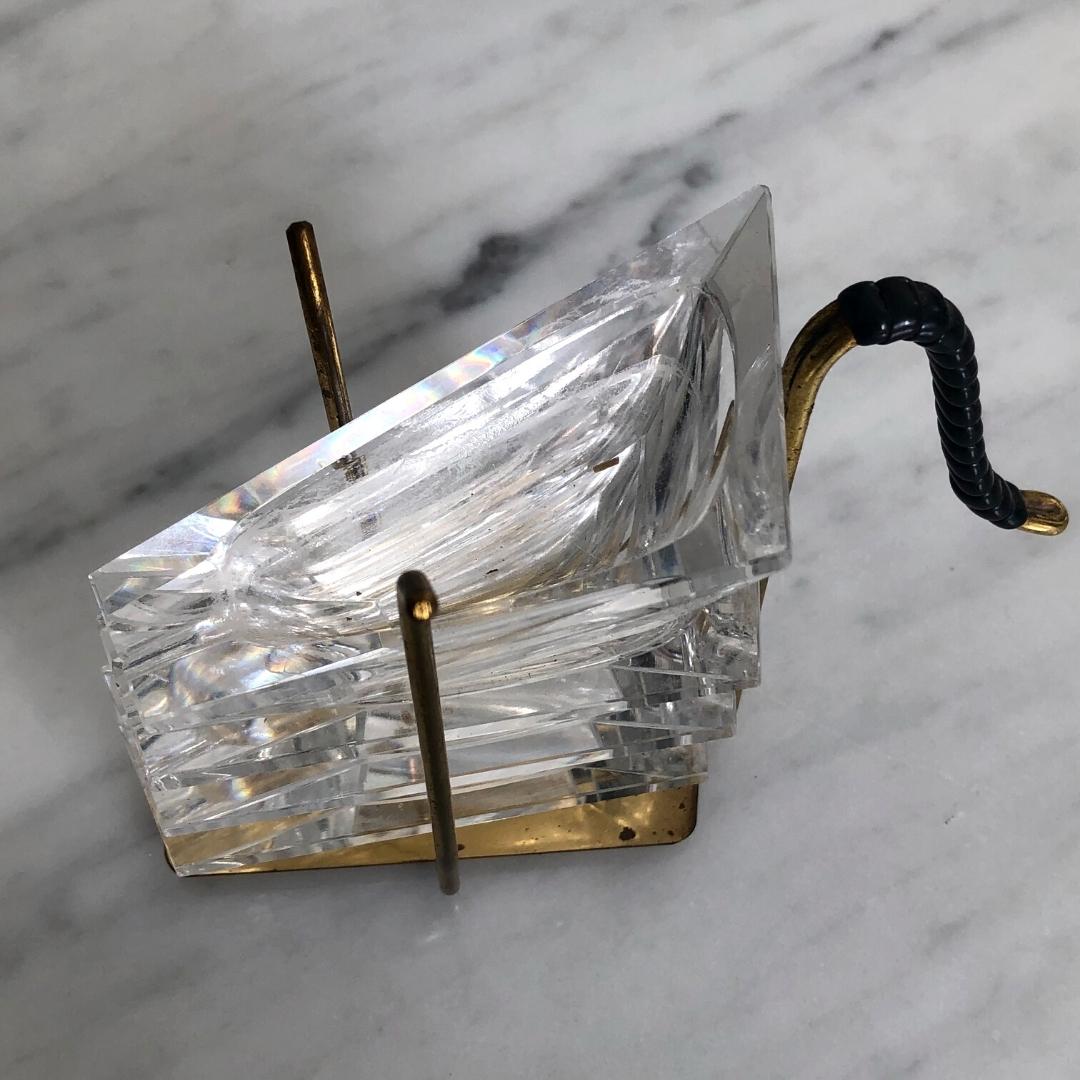 Vintage Ashtray 1950s Brass Glass