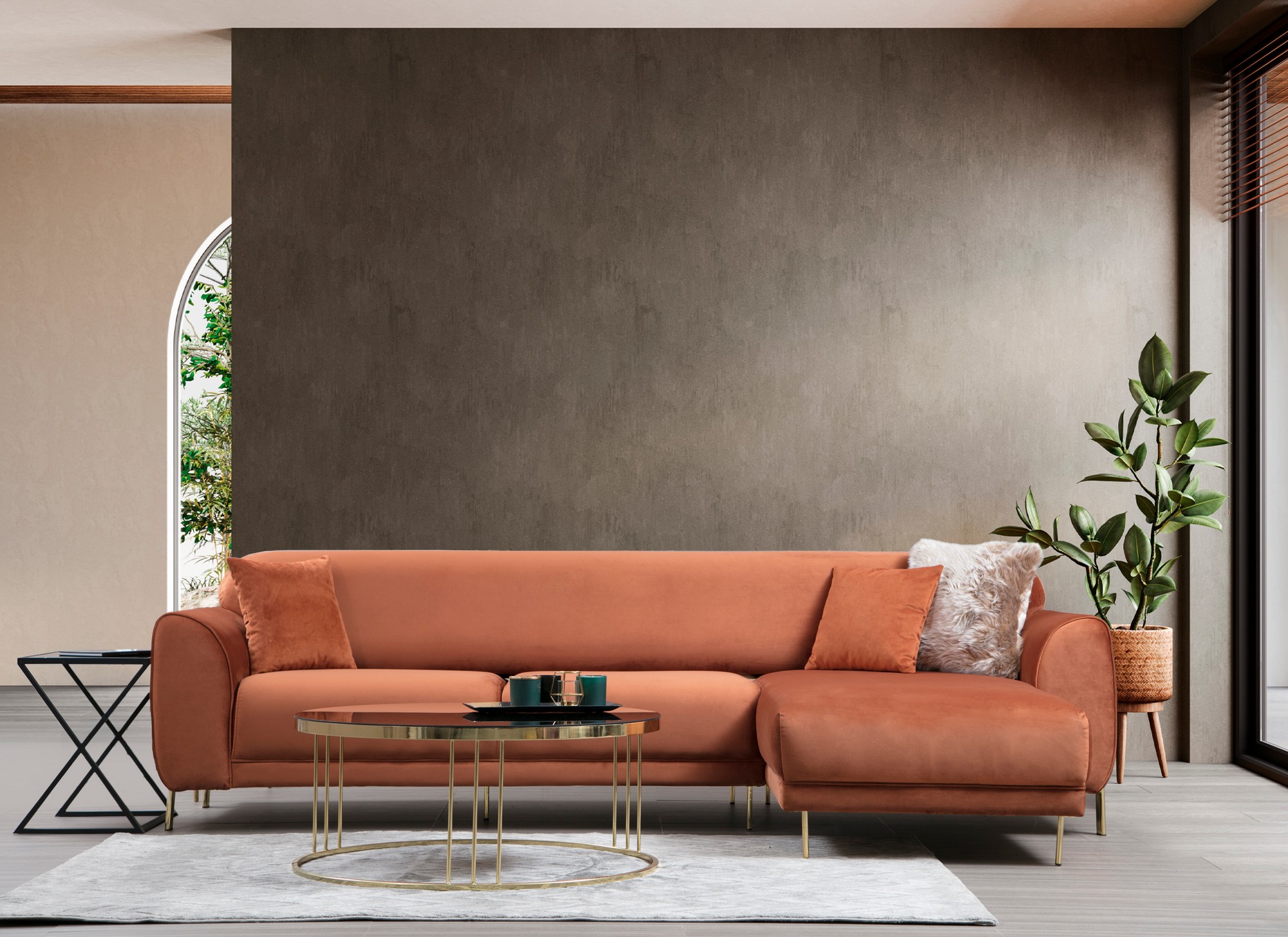 Image Corner sofa Right Brown