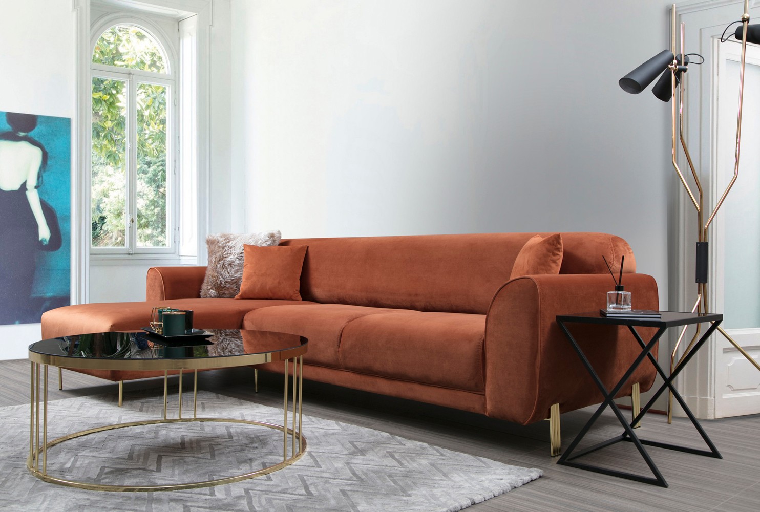 Image Corner Sofa Left Brown