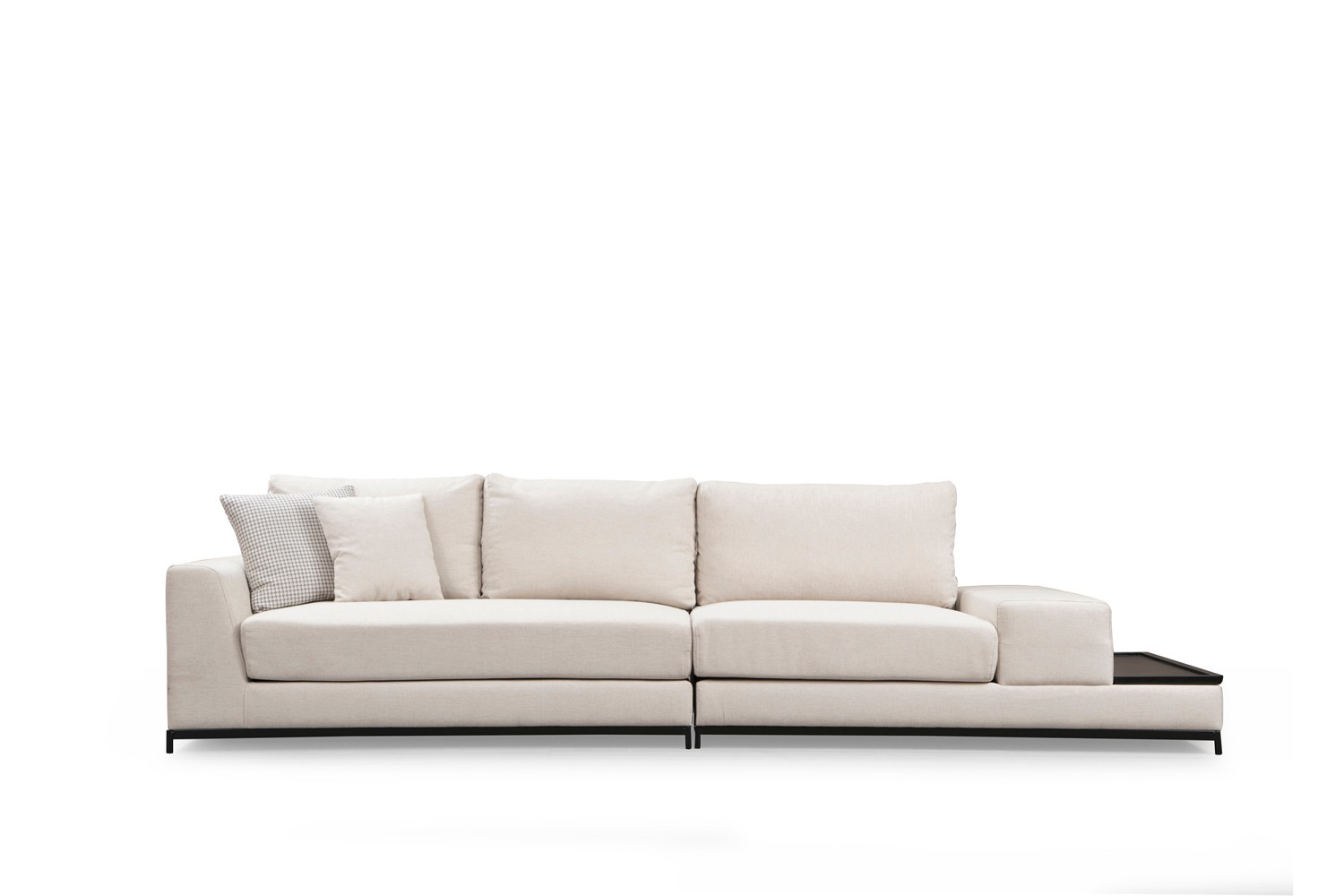 4-seater sofa with side table Beige