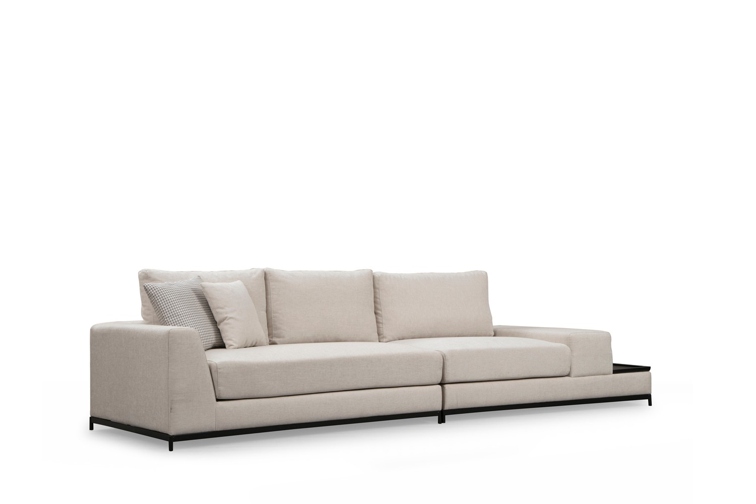 4-seater sofa with side table Beige