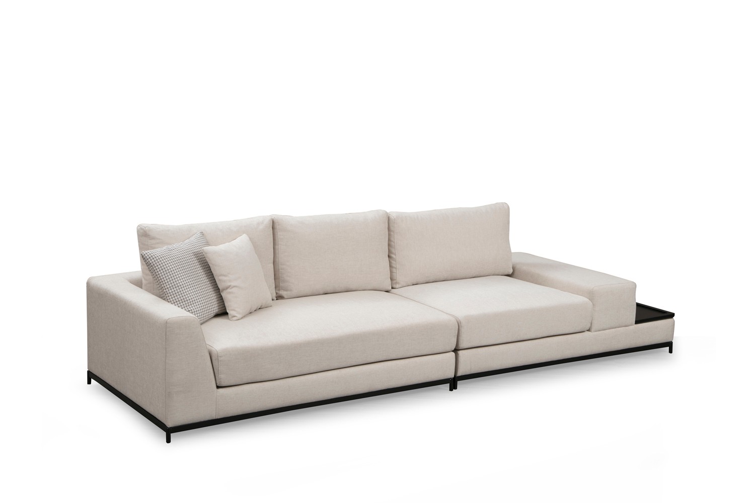 4-seater sofa with side table Beige