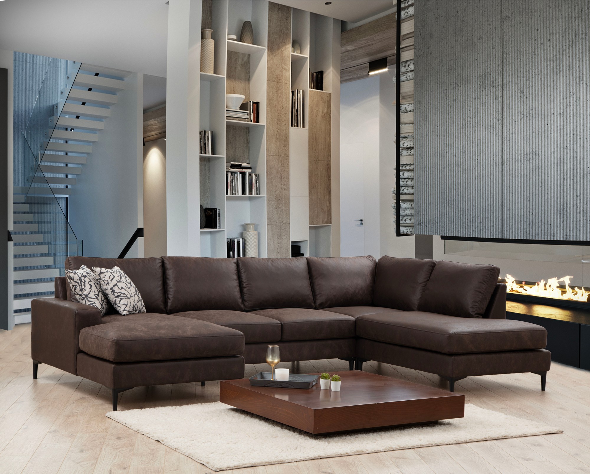 Porto Ecksofa Braun