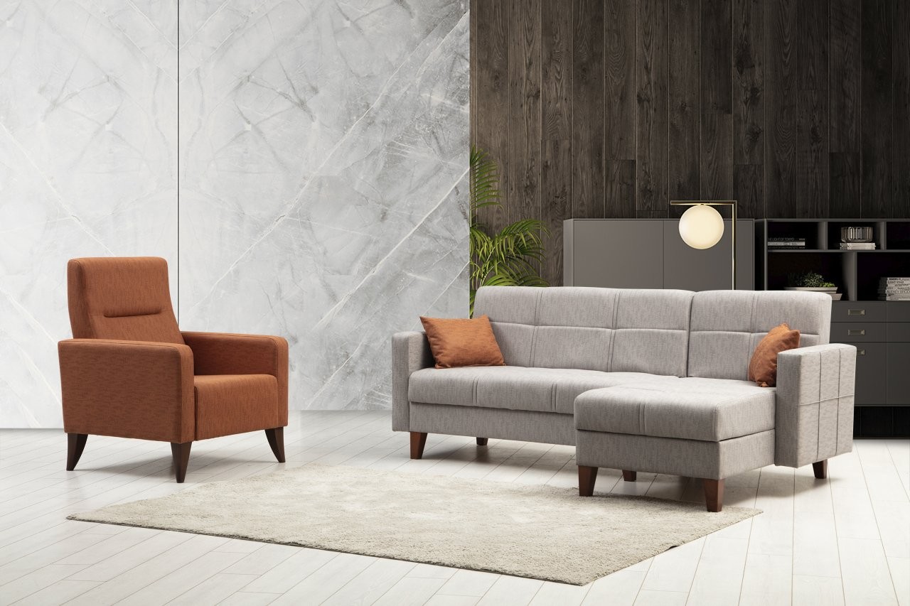 Polya Sofa Set Light Grey