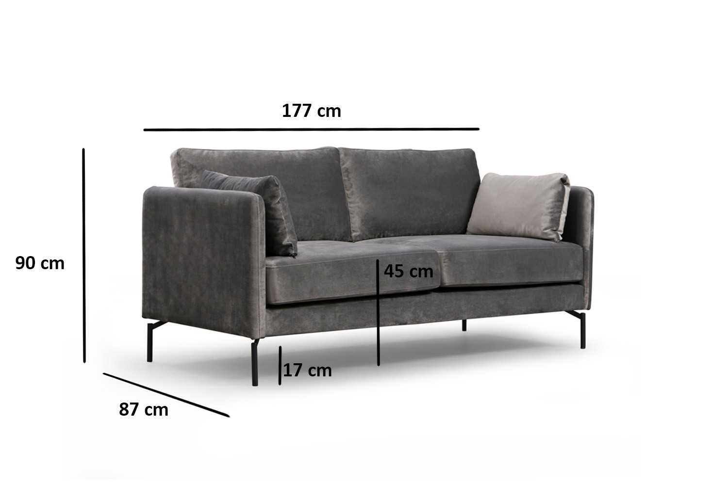 Sino 2-Seater Sofa Grey