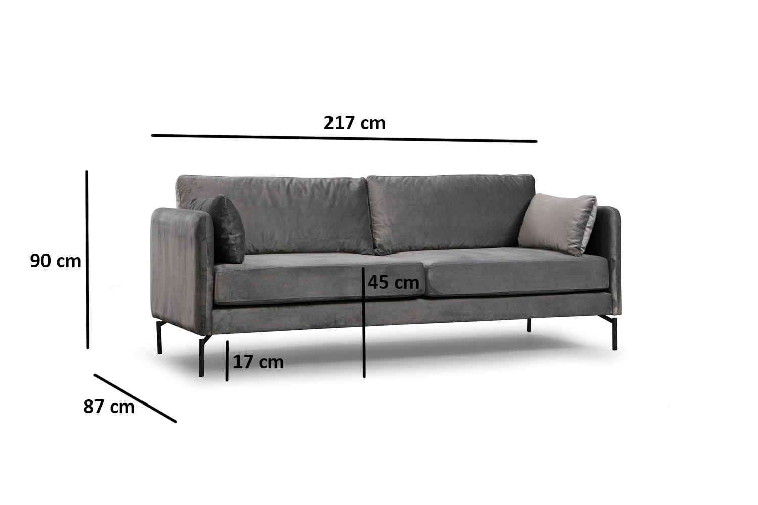 Sino 3-Sitzer Sofa Grau