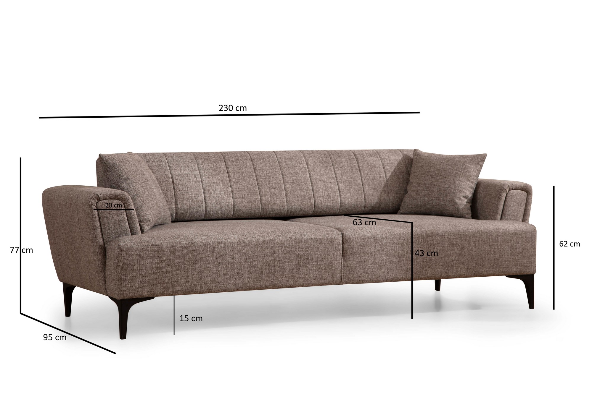 Hamlet 3-seater sofa bed light brown