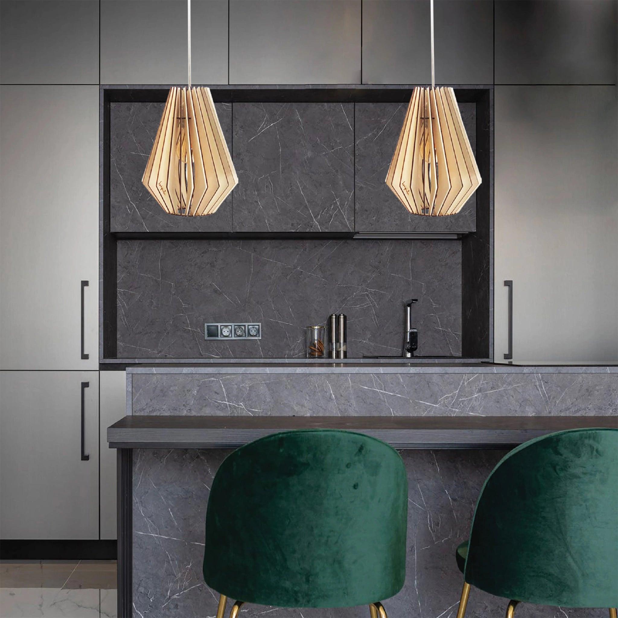 Ambre Pendant Light Wood 21cm