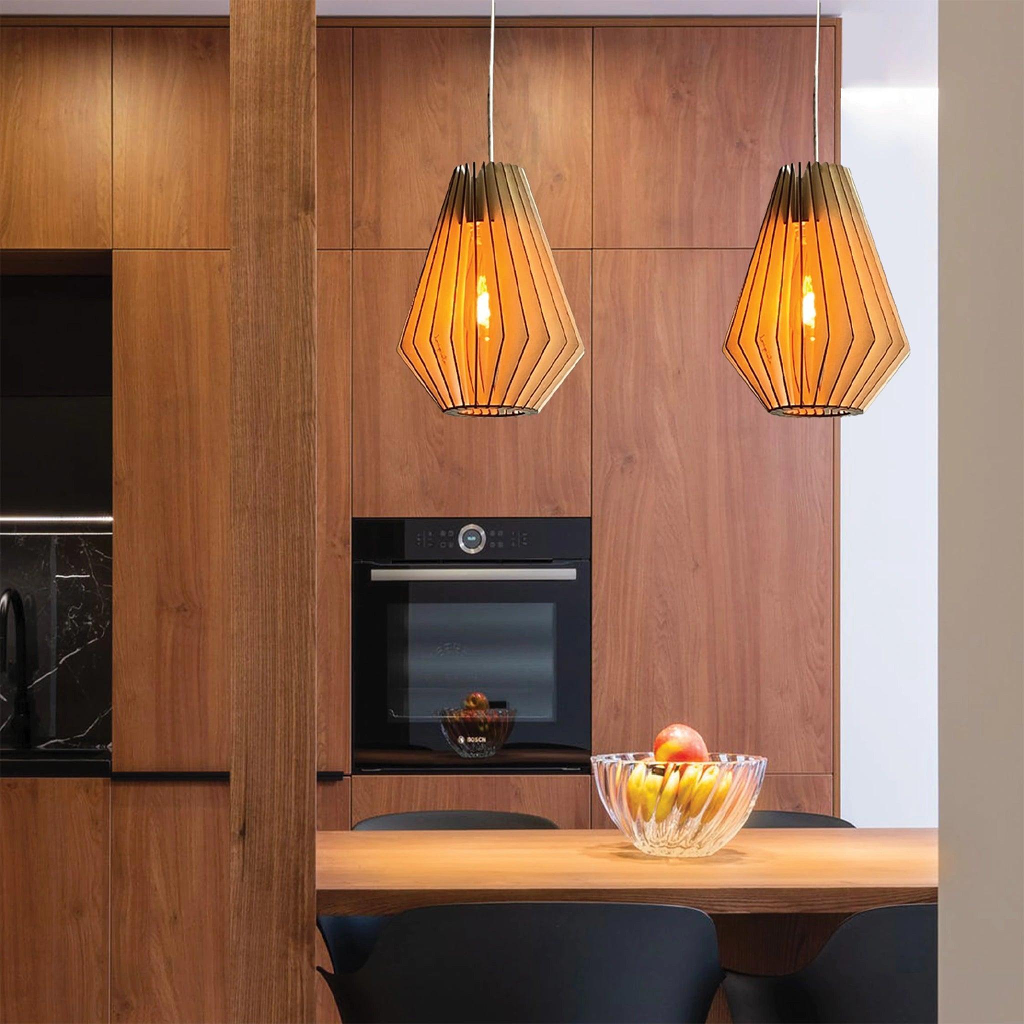 Ambre Pendant Light Wood 21cm
