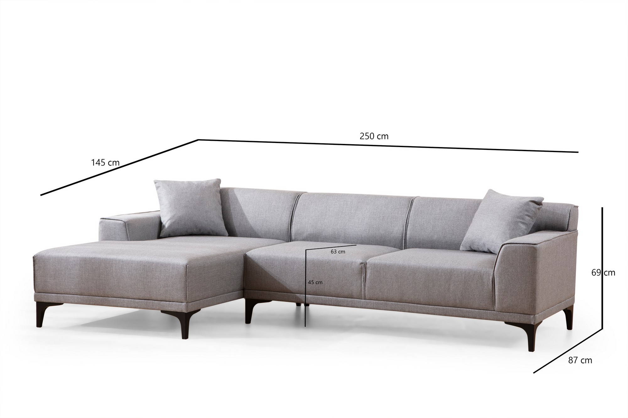 Petra L Corner Sofa Light Grey