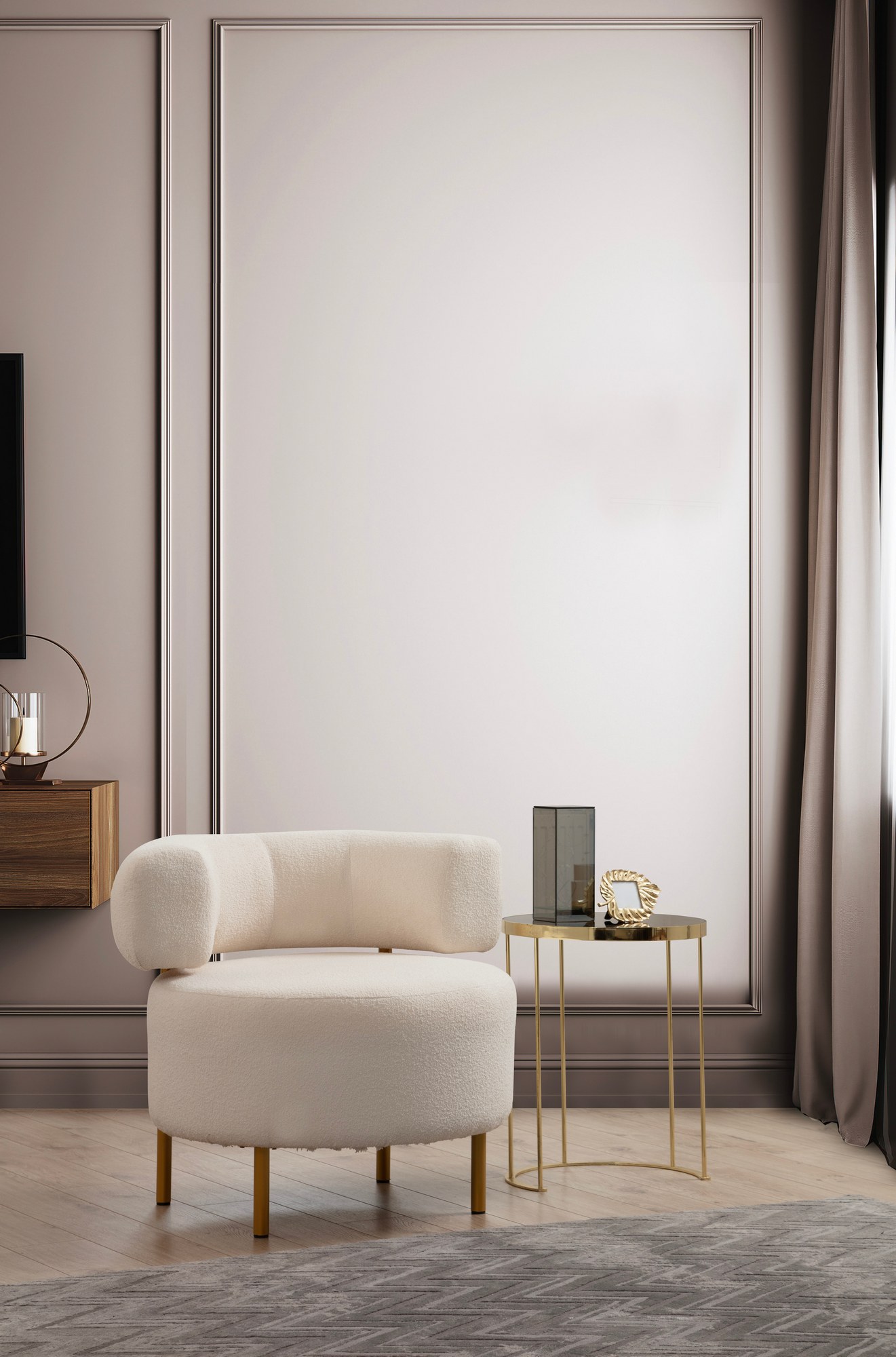 River Round Armchair White