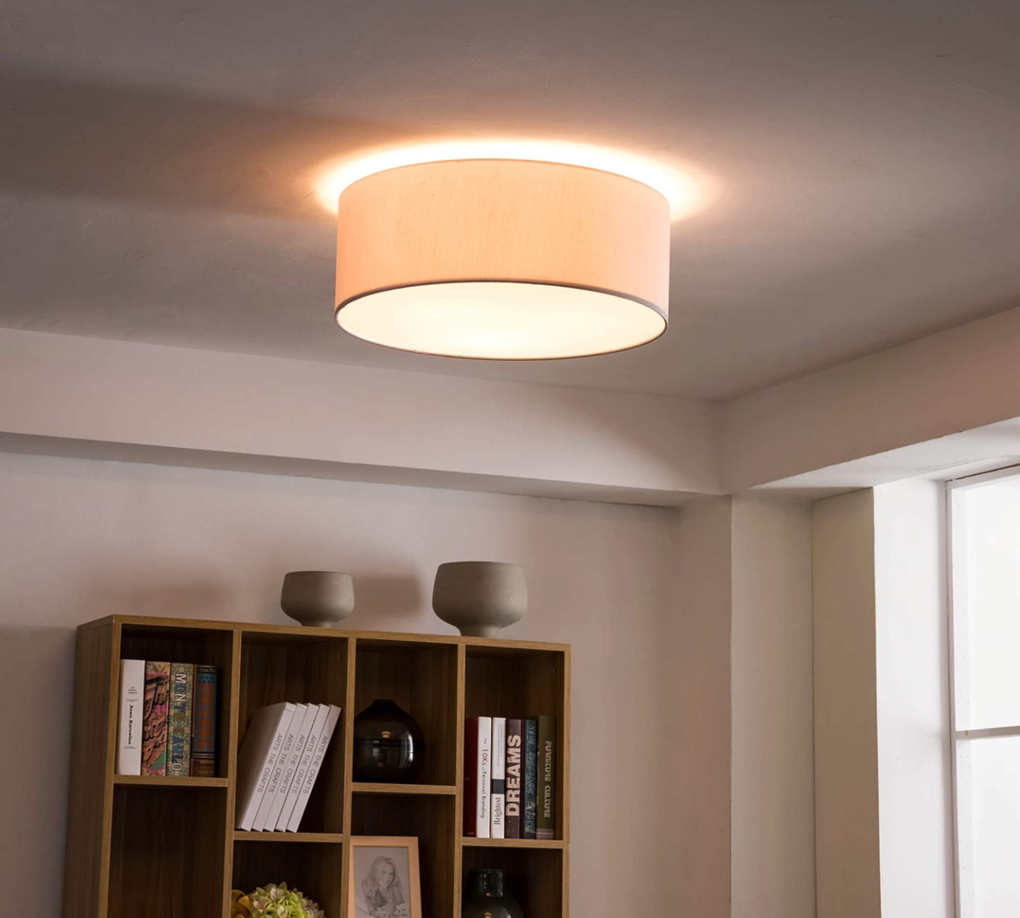 Lampada da soffitto Summa a 3 luci in tessuto di cotone