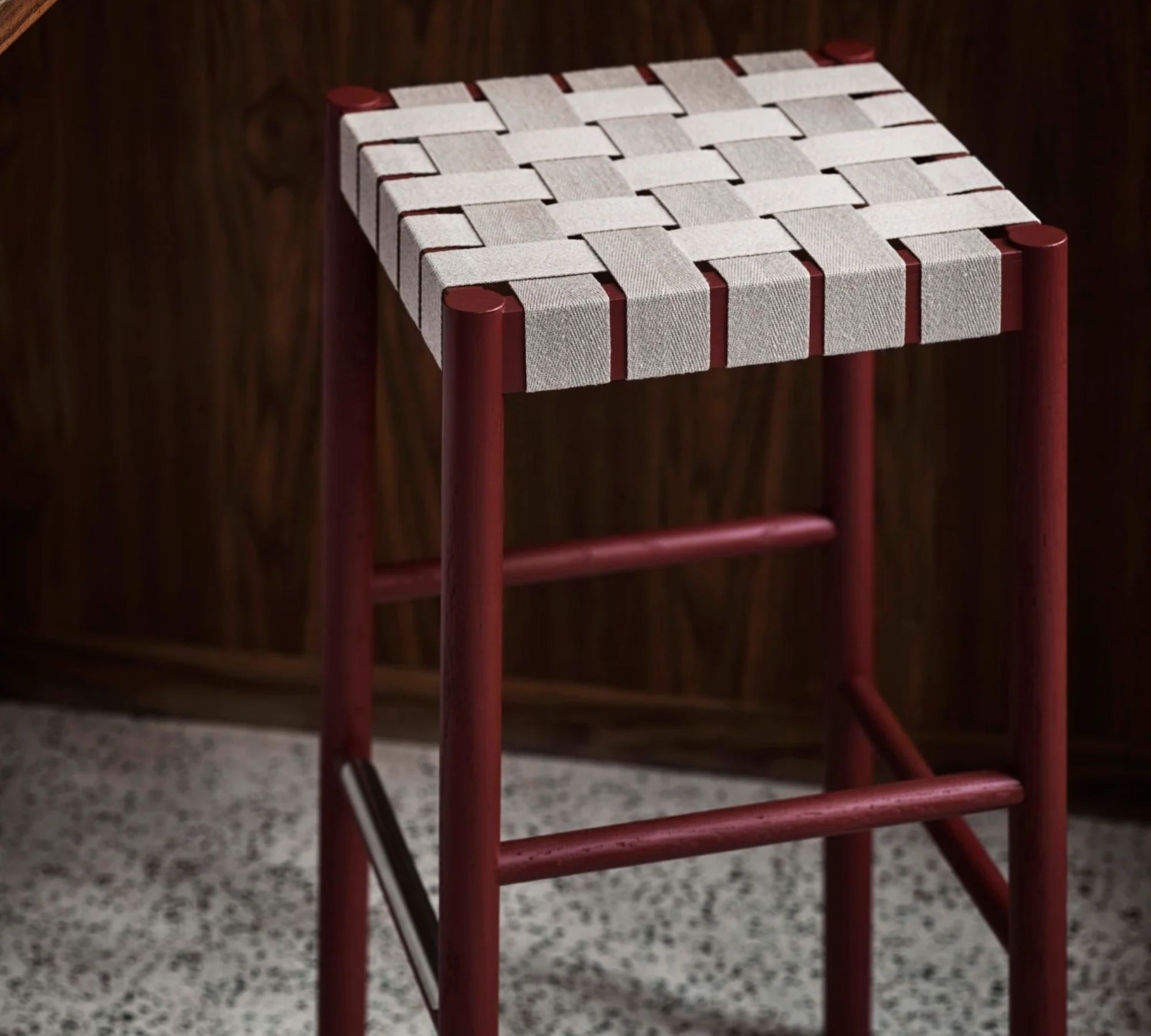 Betty TK8 Stool Wood Linen Maroon