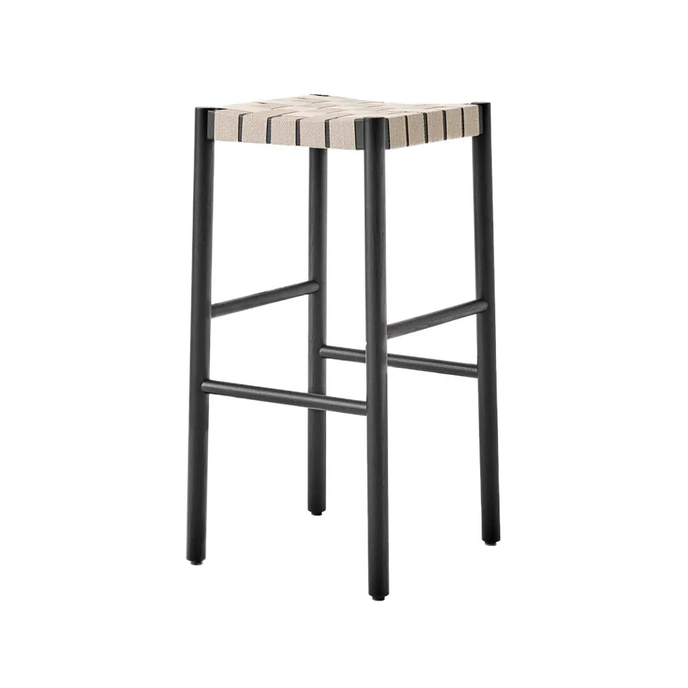 Betty TK8 Barhocker Holz Leinen Schwarz
