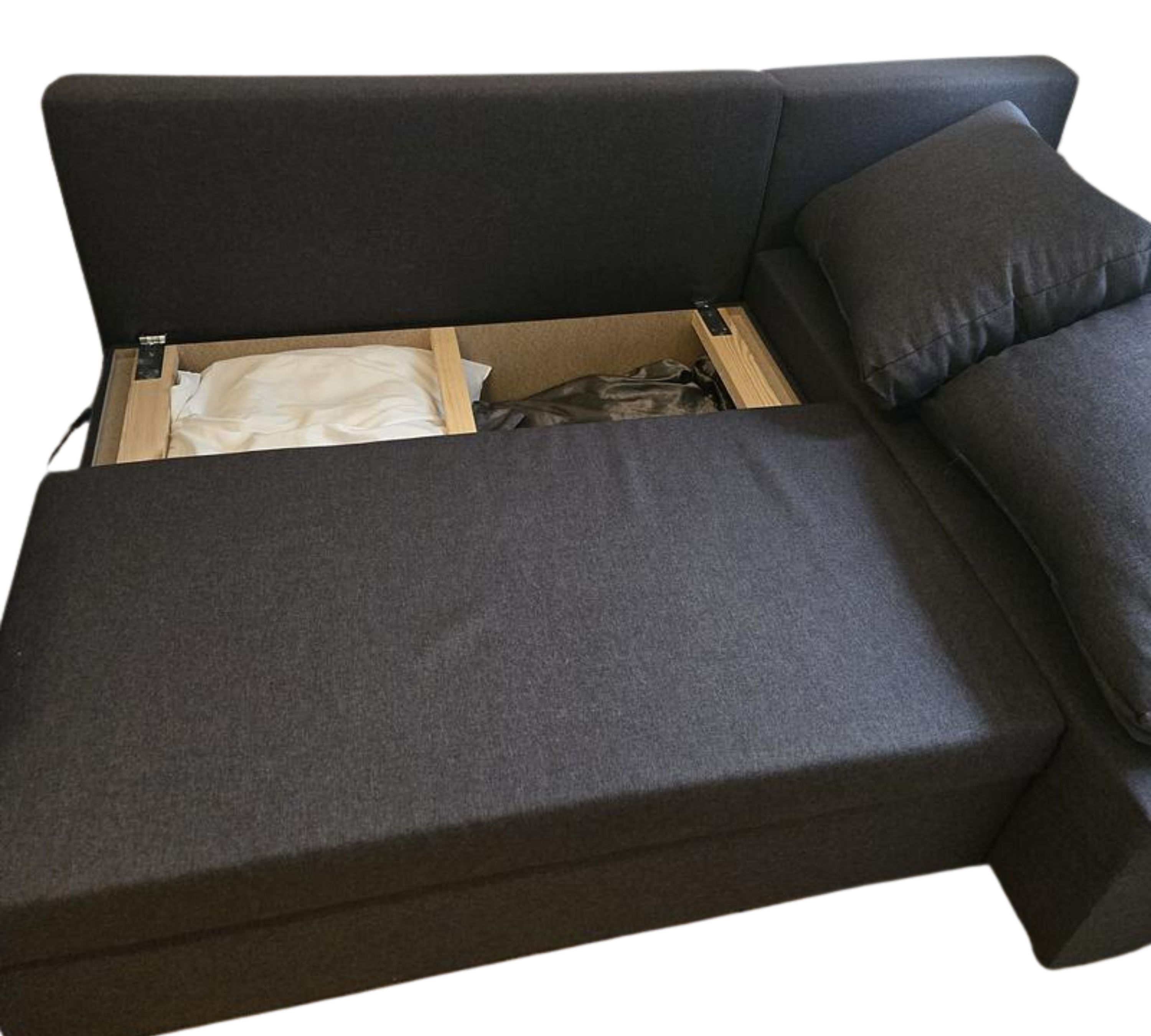 Ecksofa mit Schlaffunktion und Stauraum